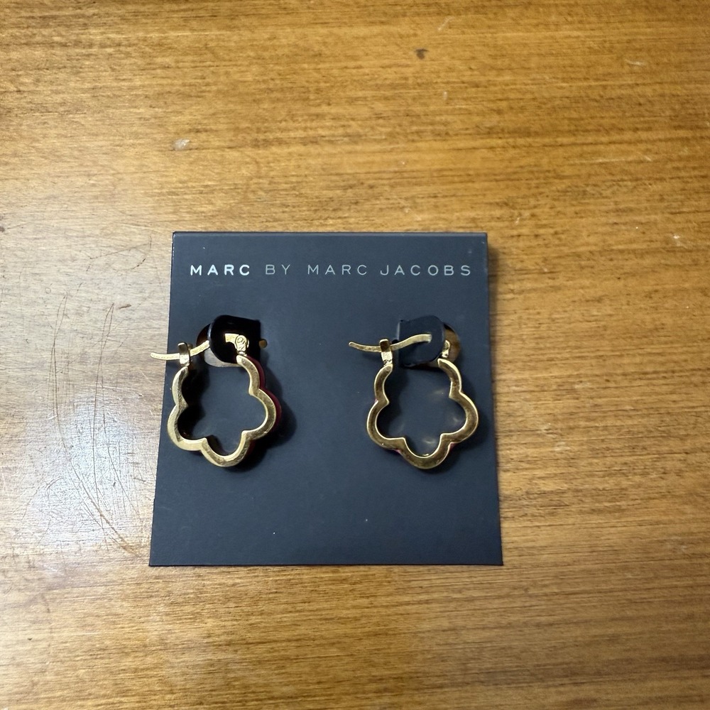 Marc By Marc Jacobs Flower Hoop Earrings Gold Daisy Wildflower‎ Botanical